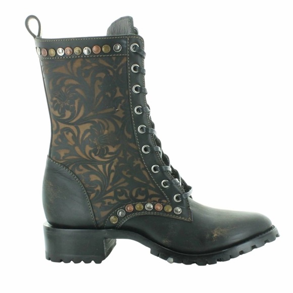 Old Gringo Brown Leather Combat Moto Ankle Boots